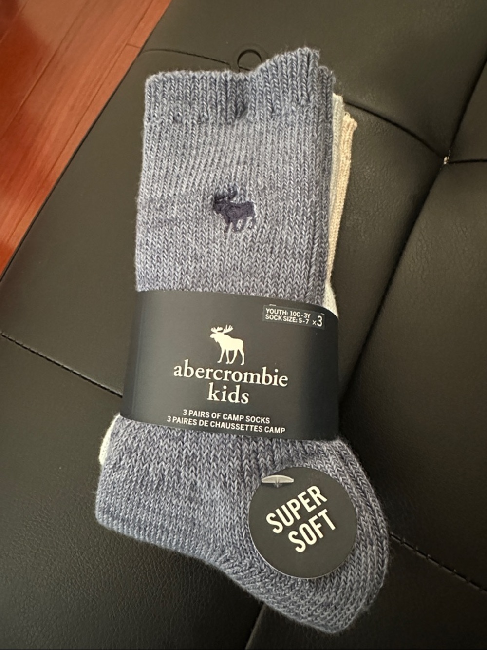 abercrombie kids Blue and Cream Camp Socks - 3 Pack
